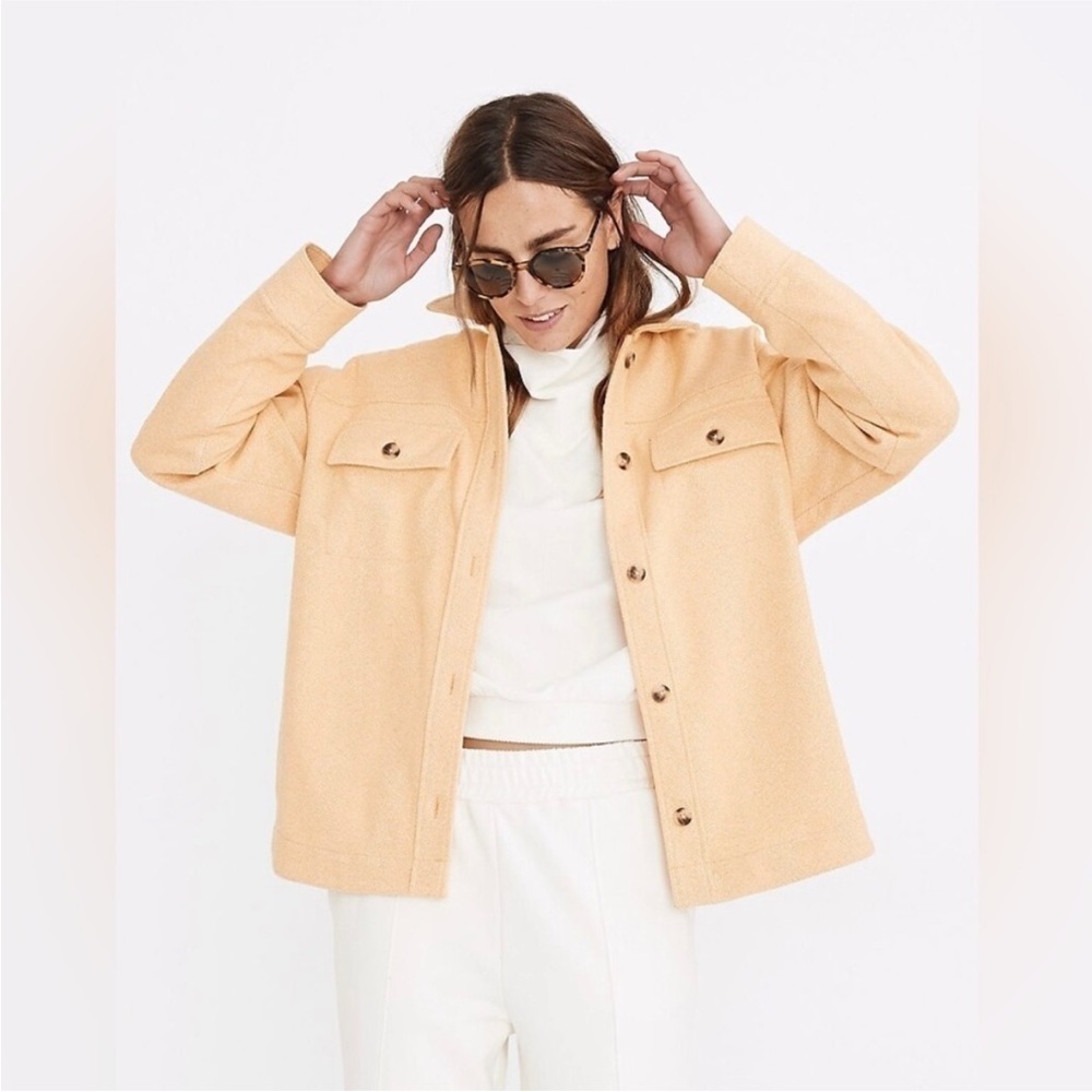 Madewell Brushed Herringbone Knit Oversized Shirt Jacket‎ S